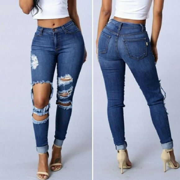 vibrant distressed jeans